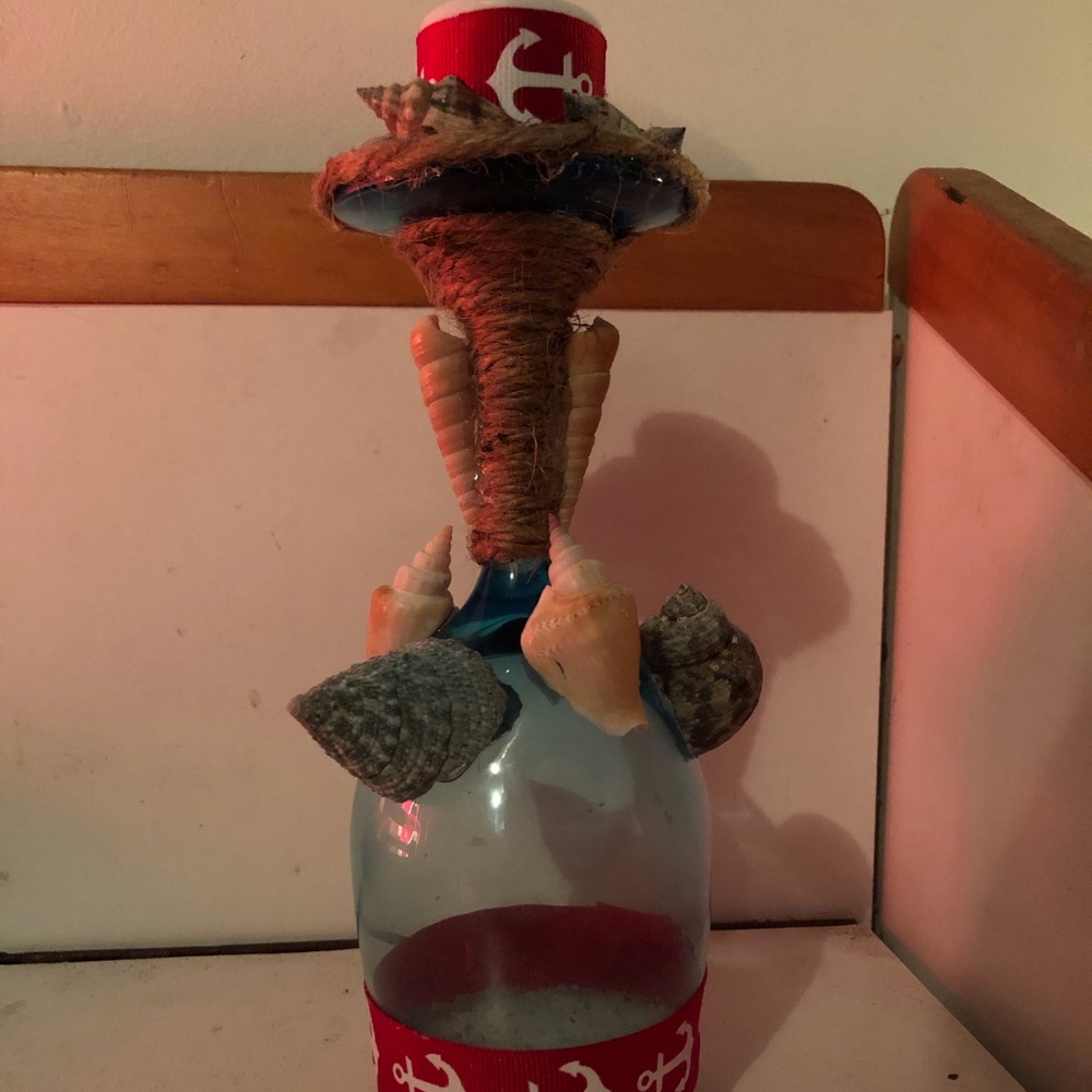 Hand made beach theme wine glass